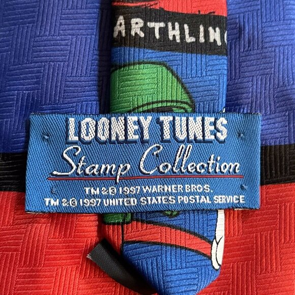 Vintage Looney Tunes Stamp Collection Tie Warner Bros & USPS 1997 Polyester - Picture 4 of 6